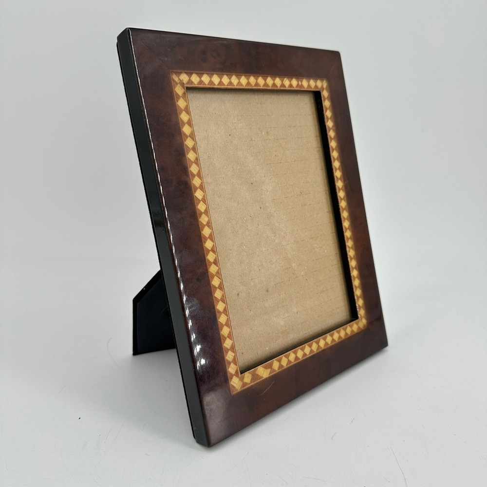 Sicura Italian Designs Faux Burl Wood Diamond Inlay Picture Frame 5x7